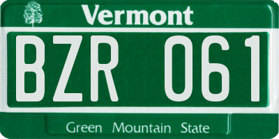 VT license plate BZR061