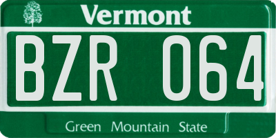 VT license plate BZR064