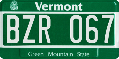VT license plate BZR067