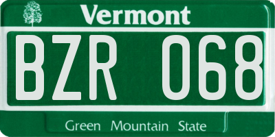 VT license plate BZR068