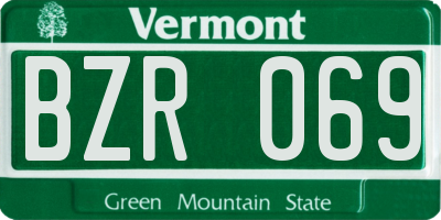 VT license plate BZR069