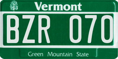 VT license plate BZR070