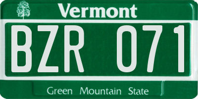 VT license plate BZR071