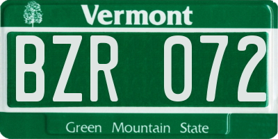 VT license plate BZR072