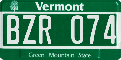 VT license plate BZR074