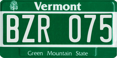 VT license plate BZR075