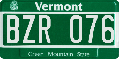 VT license plate BZR076