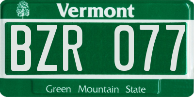 VT license plate BZR077