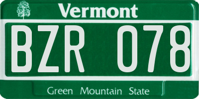 VT license plate BZR078