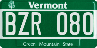 VT license plate BZR080