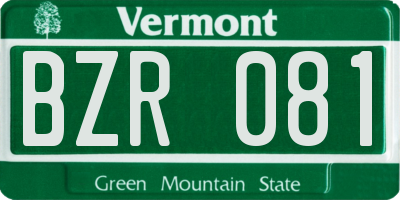 VT license plate BZR081