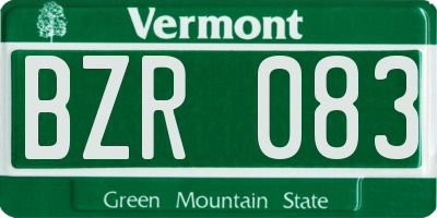 VT license plate BZR083