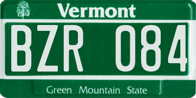 VT license plate BZR084