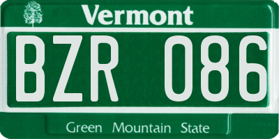 VT license plate BZR086