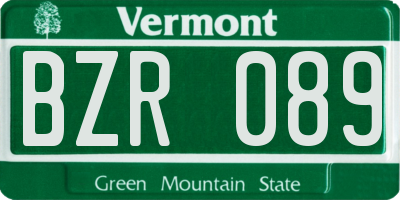 VT license plate BZR089