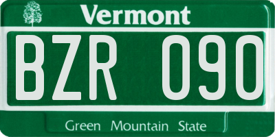 VT license plate BZR090