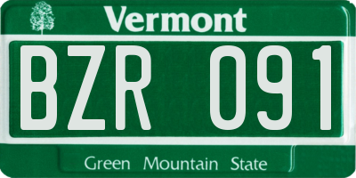 VT license plate BZR091