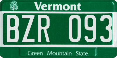 VT license plate BZR093