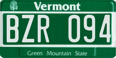 VT license plate BZR094