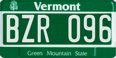 VT license plate BZR096