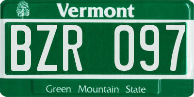 VT license plate BZR097