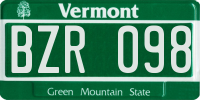 VT license plate BZR098