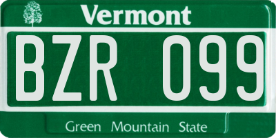 VT license plate BZR099