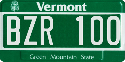 VT license plate BZR100