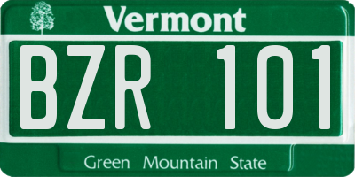 VT license plate BZR101