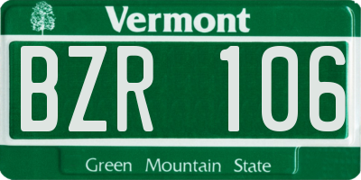 VT license plate BZR106