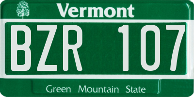VT license plate BZR107