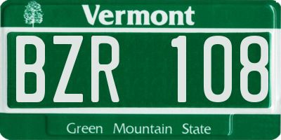 VT license plate BZR108
