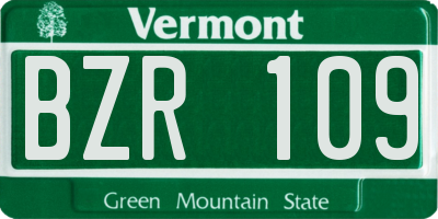 VT license plate BZR109