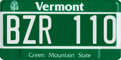 VT license plate BZR110