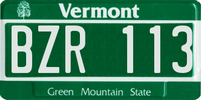 VT license plate BZR113