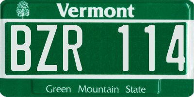 VT license plate BZR114