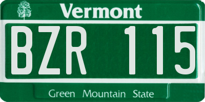 VT license plate BZR115