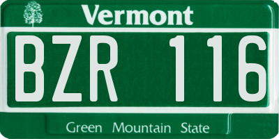 VT license plate BZR116