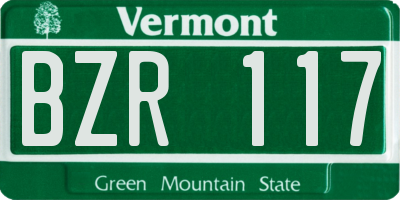 VT license plate BZR117