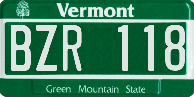 VT license plate BZR118