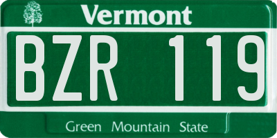 VT license plate BZR119