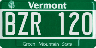 VT license plate BZR120