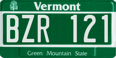 VT license plate BZR121