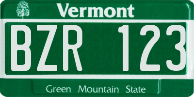 VT license plate BZR123