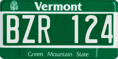 VT license plate BZR124