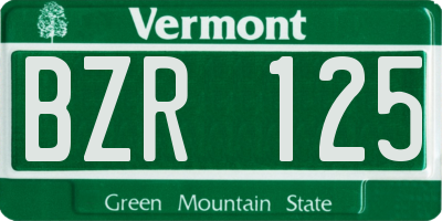 VT license plate BZR125