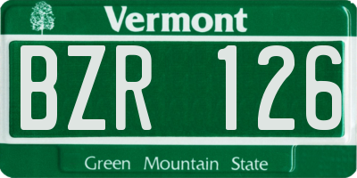 VT license plate BZR126