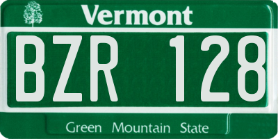 VT license plate BZR128