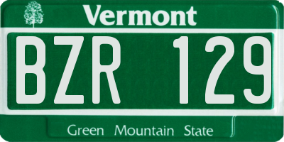 VT license plate BZR129