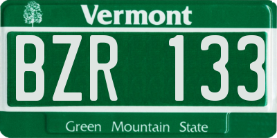 VT license plate BZR133
